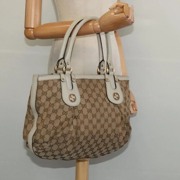 GUCCI GG Canvas Tote Bag Beige Gold 269953 Auth BA4969 - Picture 1 of 16